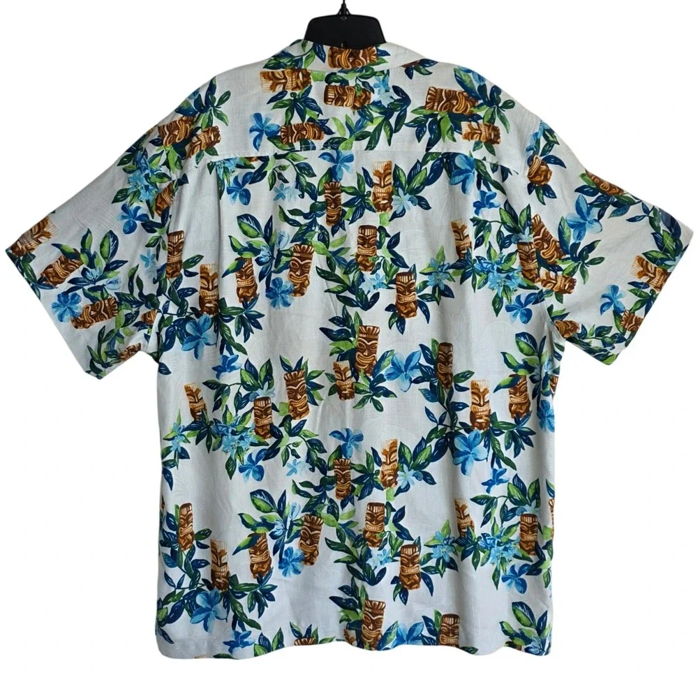 Tommy Tommy Bahama Men's Tiki Tumble Silk Camp Shirt Size XL Cream Multicolor